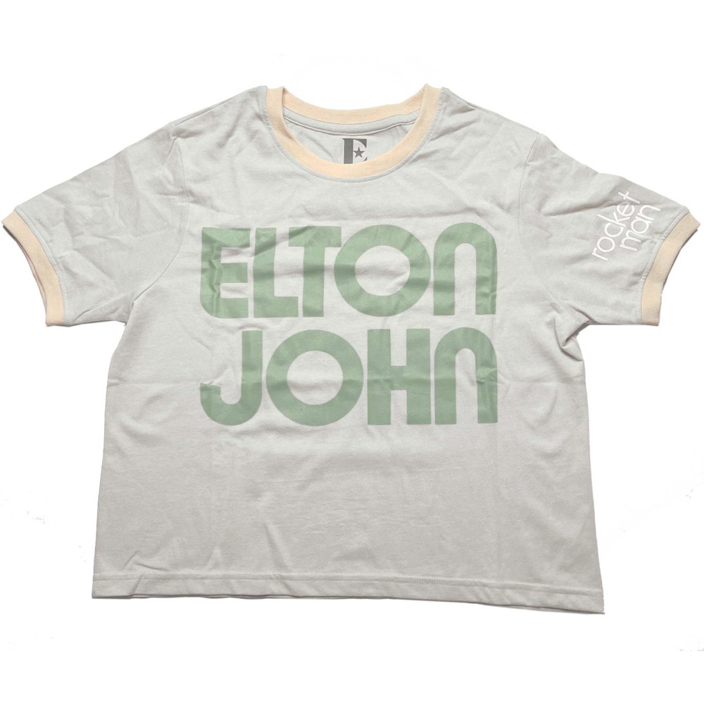 Elton John - Retro Text Ringer Crop top - Grijs